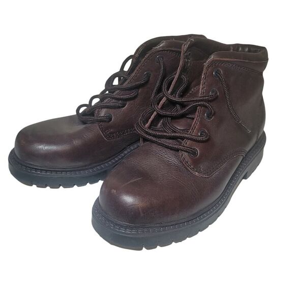 Dockers Leather Ankle Boots Size 7.5 Brown Leather Ankle High Lace Up - Picture 7 of 12